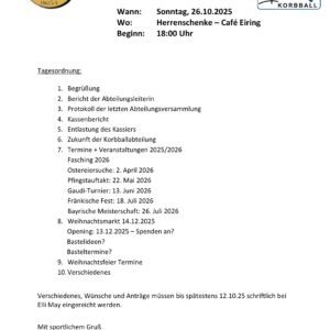 Korbball Jahreshauptversammlung